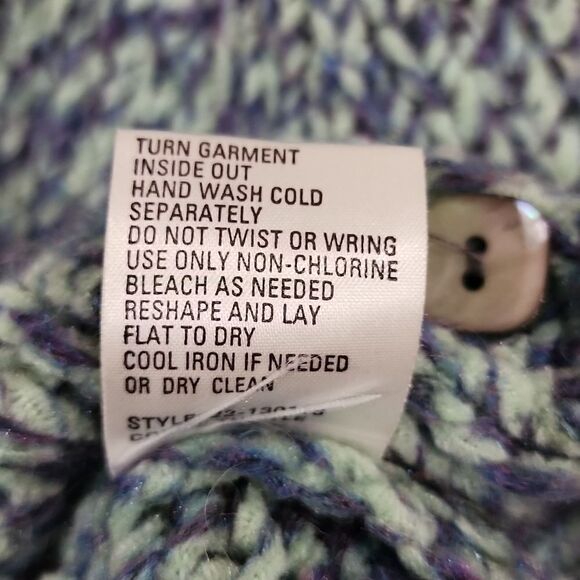 Vintage Northern Isles Variegated Knit Cardigan With Shell Buttons - Picture 7 of 13